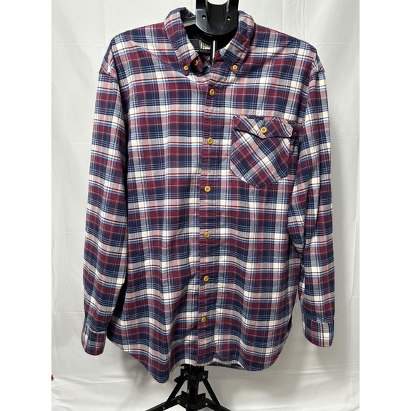 Duluth Trading Co Other - Duluth Trading Co Mens Large Red Blue Plaid Flannel Button Down Cotton Shirt L